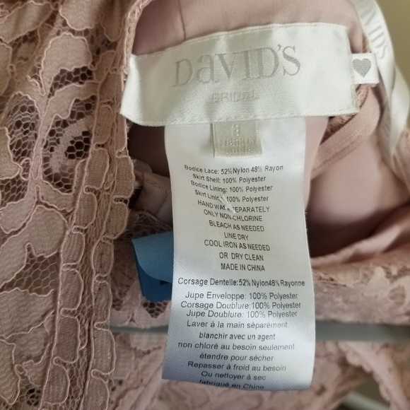 David's Bridal Long Bridesmaid Dress with Lace - Picture 7 of 8